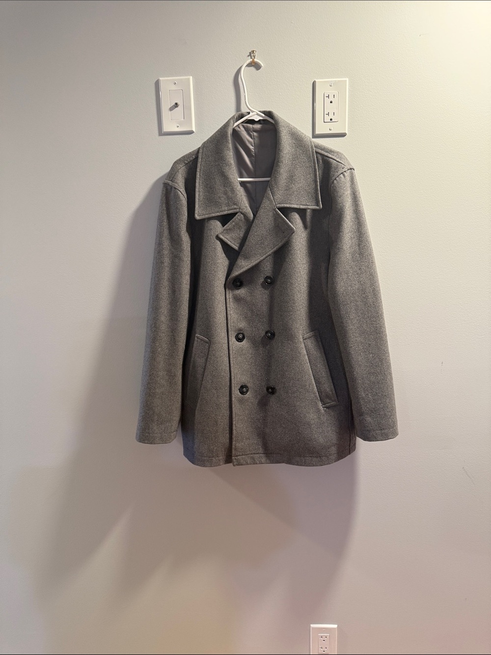 Calvin Klein Gray Double-Breasted Pea Coat